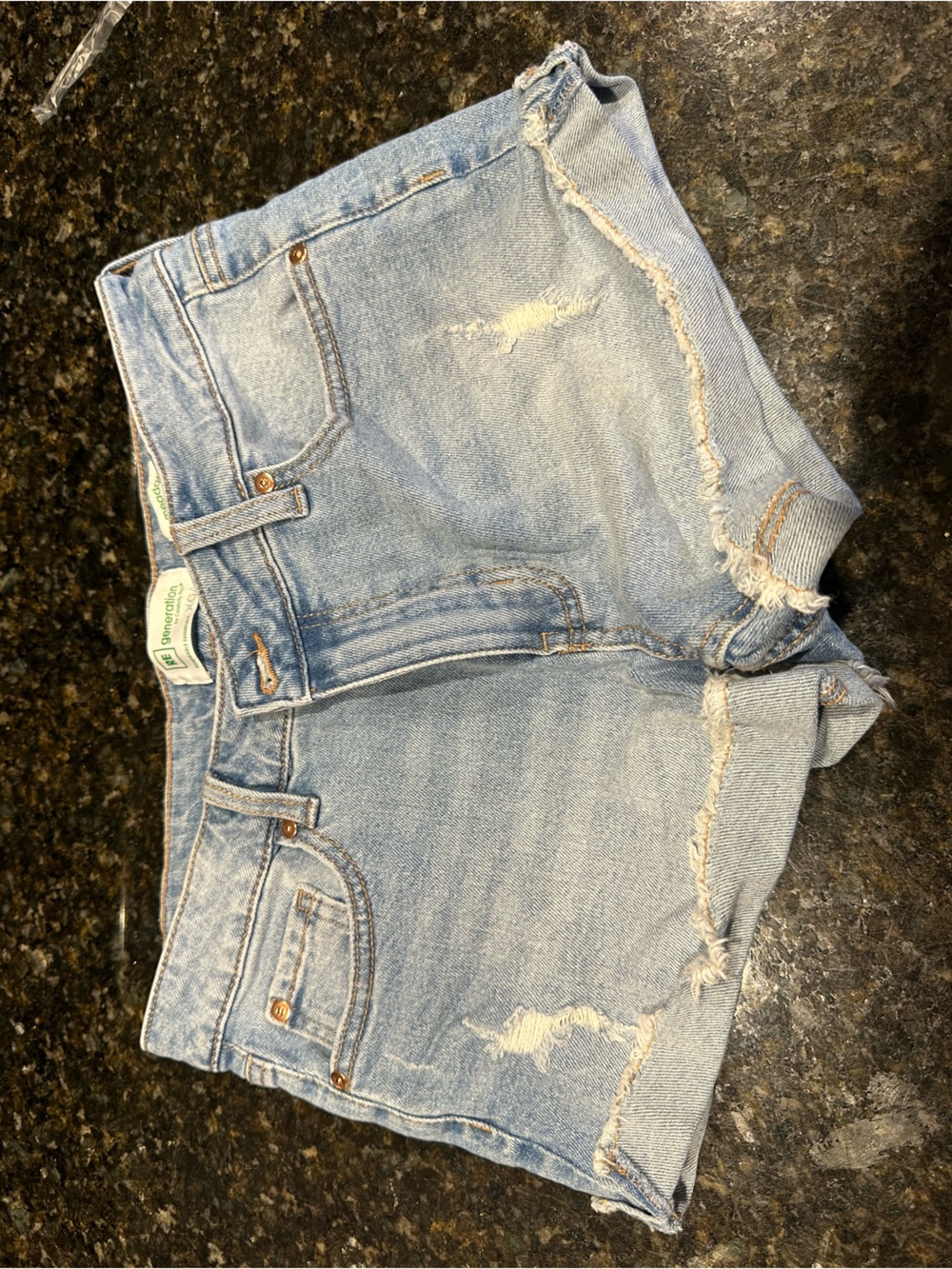 #309 RE Generation Light Blue Distressed Denim Jean Shorts